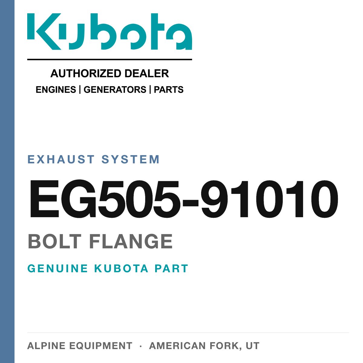 Genuine Kubota bolt flange, part number EG505-91010 — Alpine Equipment