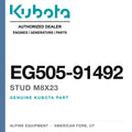 Genuine Kubota stud M8X23, part number EG505-91492 — Alpine Equipment