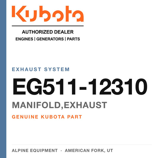 Genuine Kubota manifold,exhaust, part number EG511-12310 — Alpine Equipment