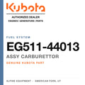 Genuine Kubota assy carburettor, part number EG511-44013 — Alpine Equipment