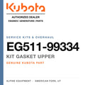 Genuine Kubota kit gasket upper, part number EG511-99334 — Alpine Equipment