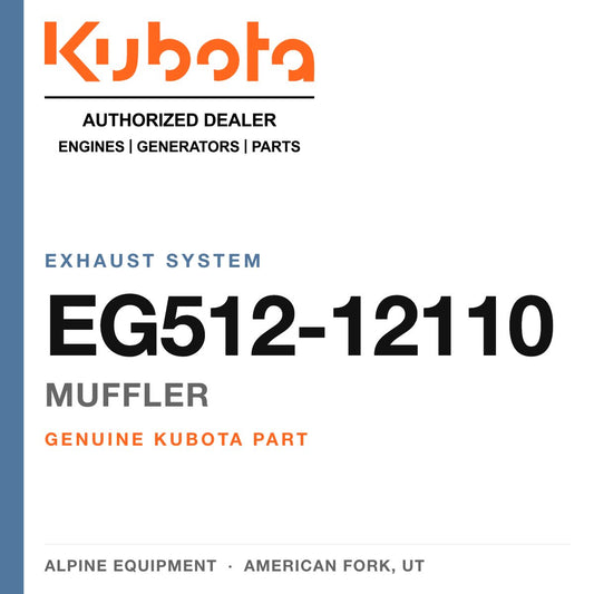 Genuine Kubota muffler, part number EG512-12110 — Alpine Equipment