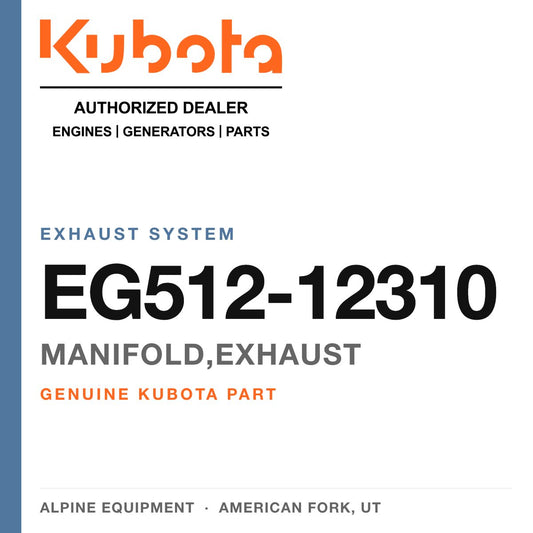 Genuine Kubota manifold,exhaust, part number EG512-12310 — Alpine Equipment
