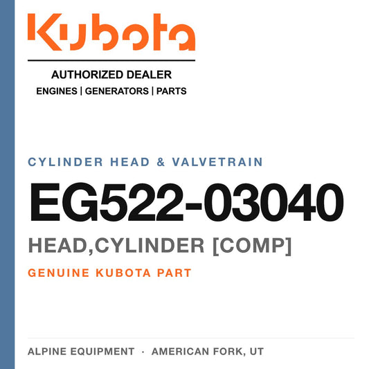 Genuine Kubota head,cylinder [comp], part number EG522-03040 — Alpine Equipment