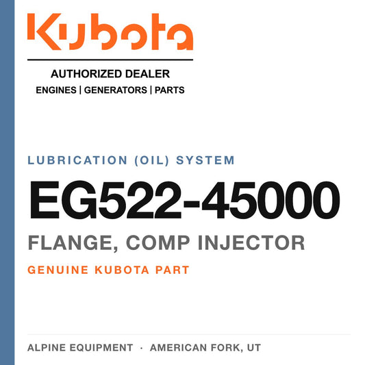 Genuine Kubota flange, comp injector, part number EG522-45000 — Alpine Equipment