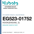 Genuine Kubota hook(engine, 2), part number EG523-01752 — Alpine Equipment