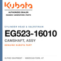 Genuine Kubota camshaft, assy, part number EG523-16010 — Alpine Equipment
