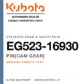 Genuine Kubota pin[cam gear], part number EG523-16930 — Alpine Equipment
