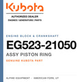 Genuine Kubota assy piston ring, part number EG523-21050 — Alpine Equipment