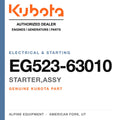 Genuine Kubota starter,assy, part number EG523-63010 — Alpine Equipment