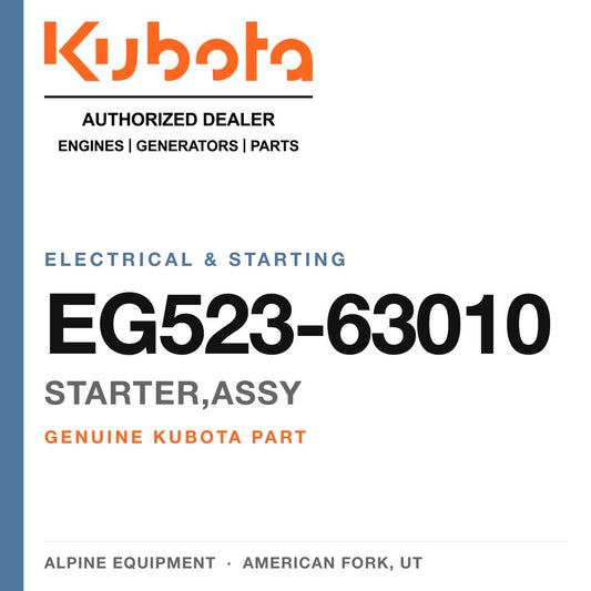 Genuine Kubota starter,assy, part number EG523-63010 — Alpine Equipment