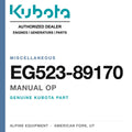Genuine Kubota manual op, part number EG523-89170 — Alpine Equipment