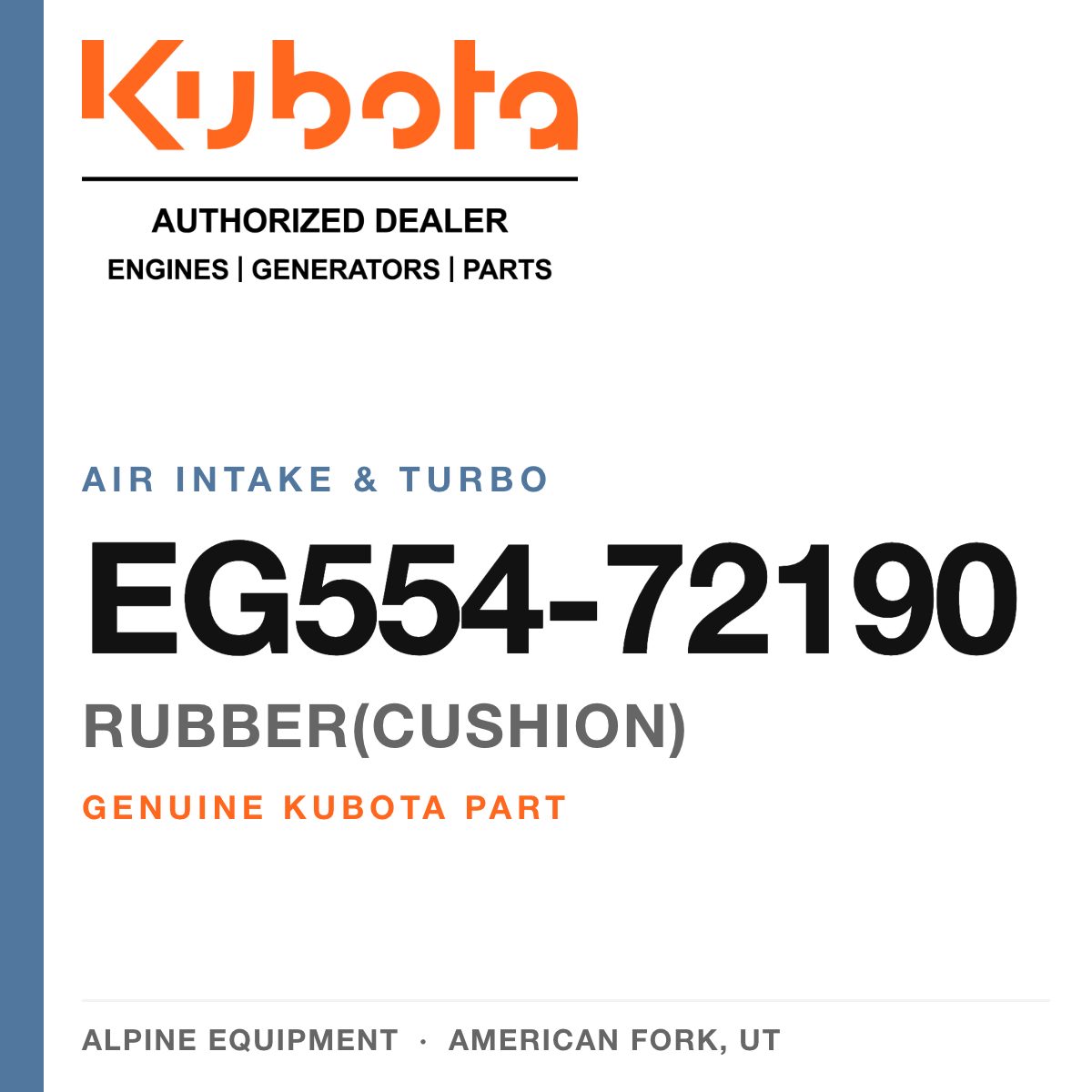 Genuine Kubota rubber(cushion), part number EG554-72190 — Alpine Equipment