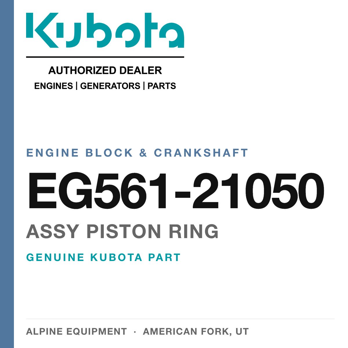 Genuine Kubota assy piston ring, part number EG561-21050 — Alpine Equipment