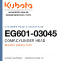 Genuine Kubota comp.cylinder head, part number EG601-03045 — Alpine Equipment