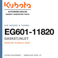 Genuine Kubota gasket,inlet, part number EG601-11820 — Alpine Equipment