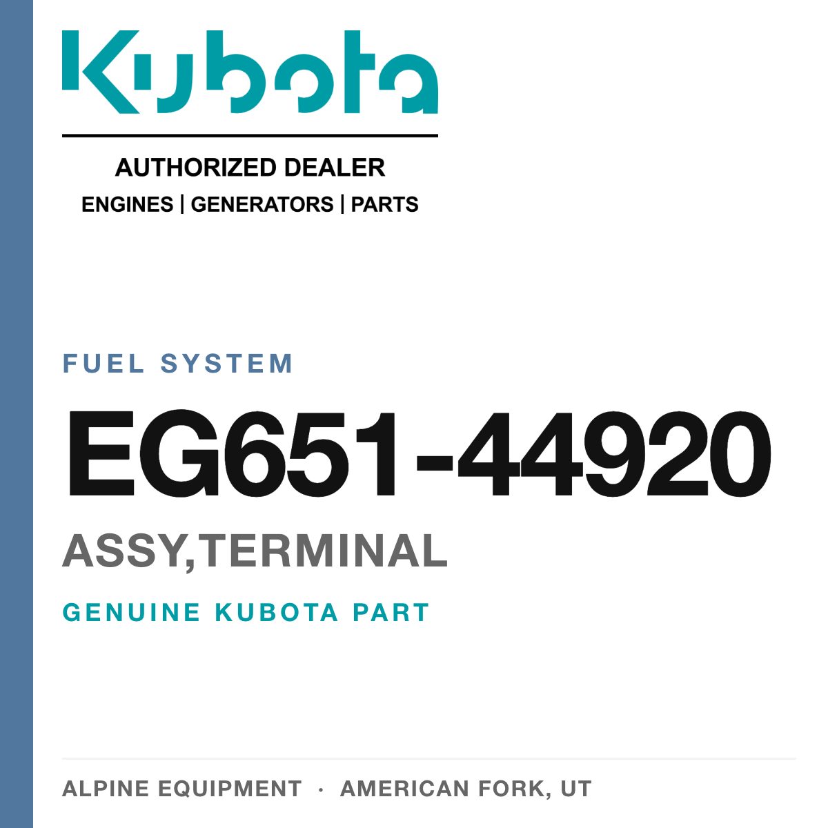 Genuine Kubota assy,terminal, part number EG651-44920 — Alpine Equipment