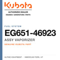 Genuine Kubota assy vaporizer, part number EG651-46923 — Alpine Equipment