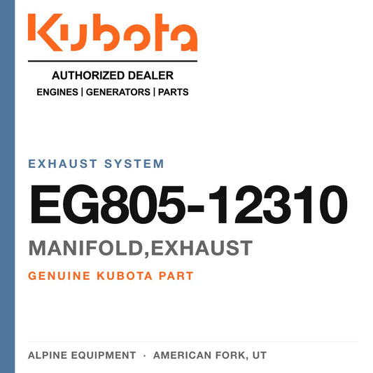 Genuine Kubota manifold,exhaust, part number EG805-12310 — Alpine Equipment