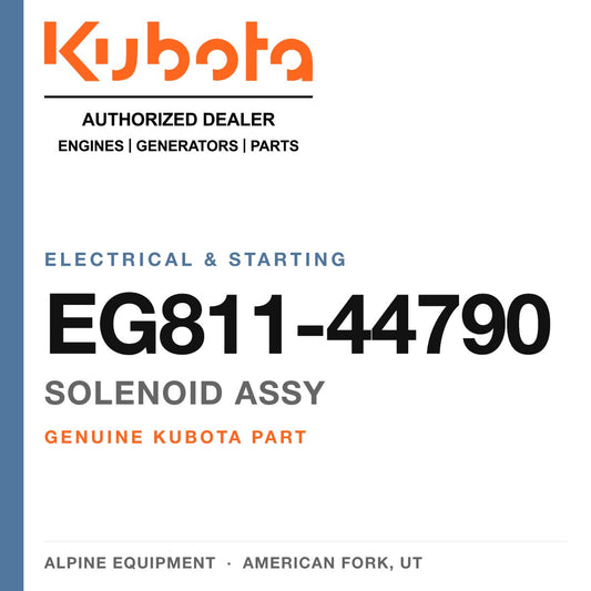 Genuine Kubota solenoid assy, part number EG811-44790 — Alpine Equipment