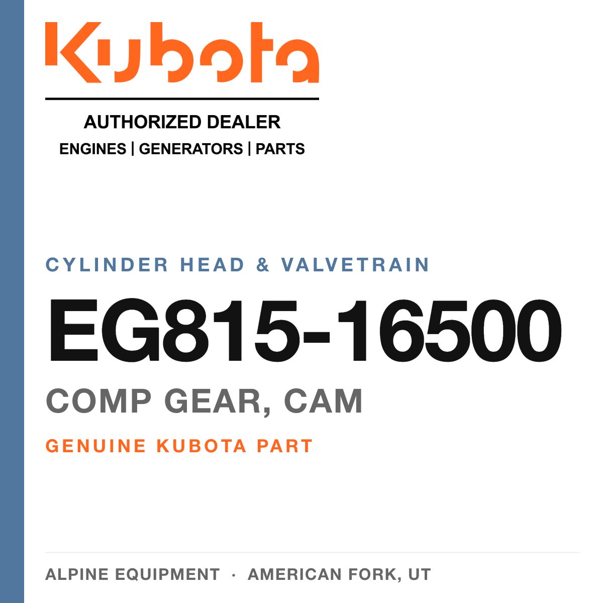 Genuine Kubota comp gear, cam, part number EG815-16500 — Alpine Equipment