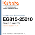 Genuine Kubota comp flywheel, part number EG815-25010 — Alpine Equipment