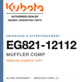 Genuine Kubota muffler comp, part number EG821-12112 — Alpine Equipment