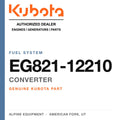 Genuine Kubota converter, part number EG821-12210 — Alpine Equipment