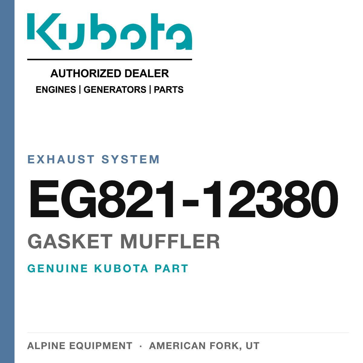 Genuine Kubota gasket muffler, part number EG821-12380 — Alpine Equipment