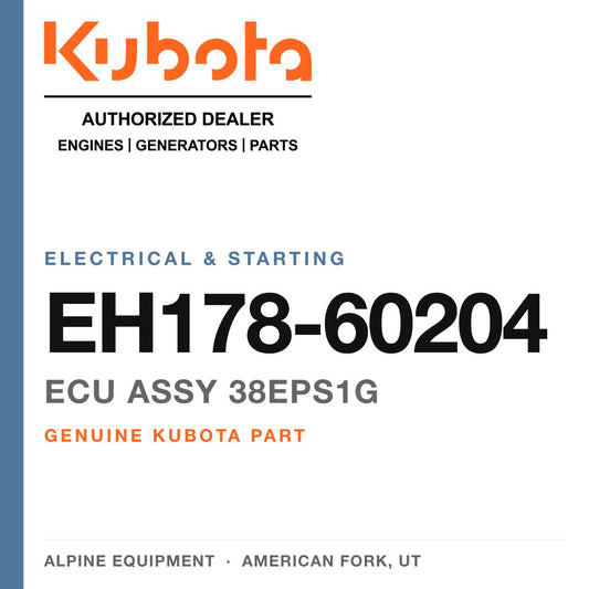 Genuine Kubota ecu assy 38EPS1G, part number EH178-60204 — Alpine Equipment