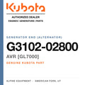 Genuine Kubota avr [GL7000], part number G3102-02800 — Alpine Equipment