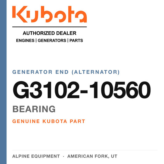 Genuine Kubota bearing, part number G3102-10560 — Alpine Equipment