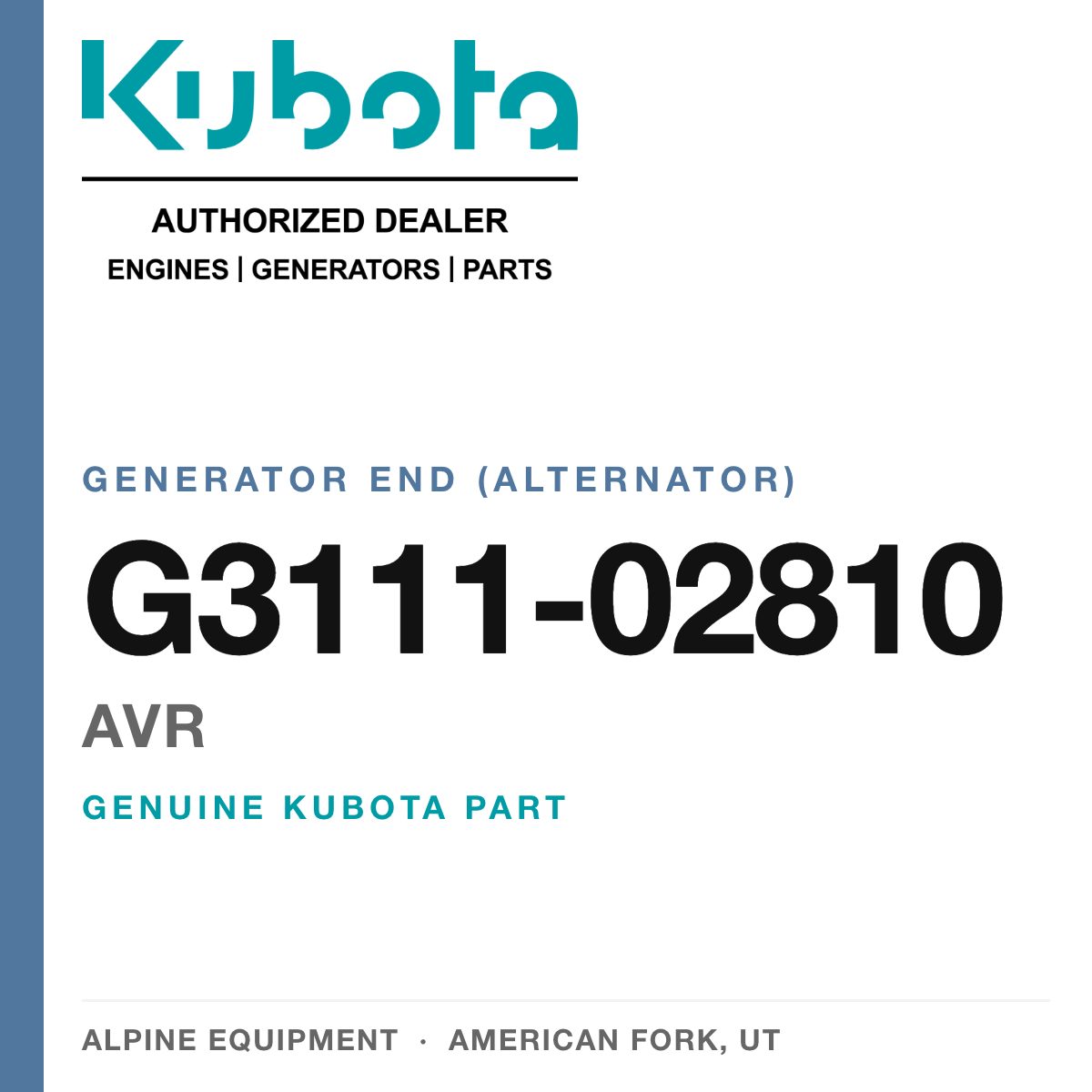 Genuine Kubota avr, part number G3111-02810 — Alpine Equipment