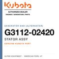 Genuine Kubota stator assy, part number G3112-02420 — Alpine Equipment