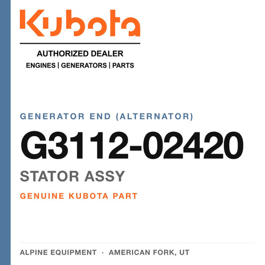 Genuine Kubota stator assy, part number G3112-02420 — Alpine Equipment