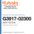 Genuine Kubota assy rotor, part number G3917-02300 — Alpine Equipment