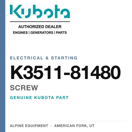Genuine Kubota screw, part number K3511-81480 — Alpine Equipment