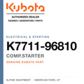 Genuine Kubota comp.starter, part number K7711-96810 — Alpine Equipment