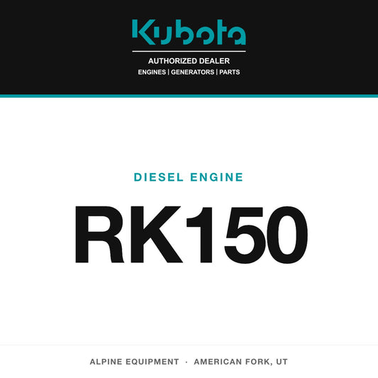 Kubota RK150 diesel engine — Alpine Equipment Repair, authorized Kubota dealer