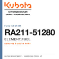 Genuine Kubota element,fuel, part number RA211-51280 — Alpine Equipment