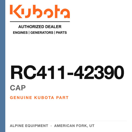 Genuine Kubota cap, part number RC411-42390 — Alpine Equipment