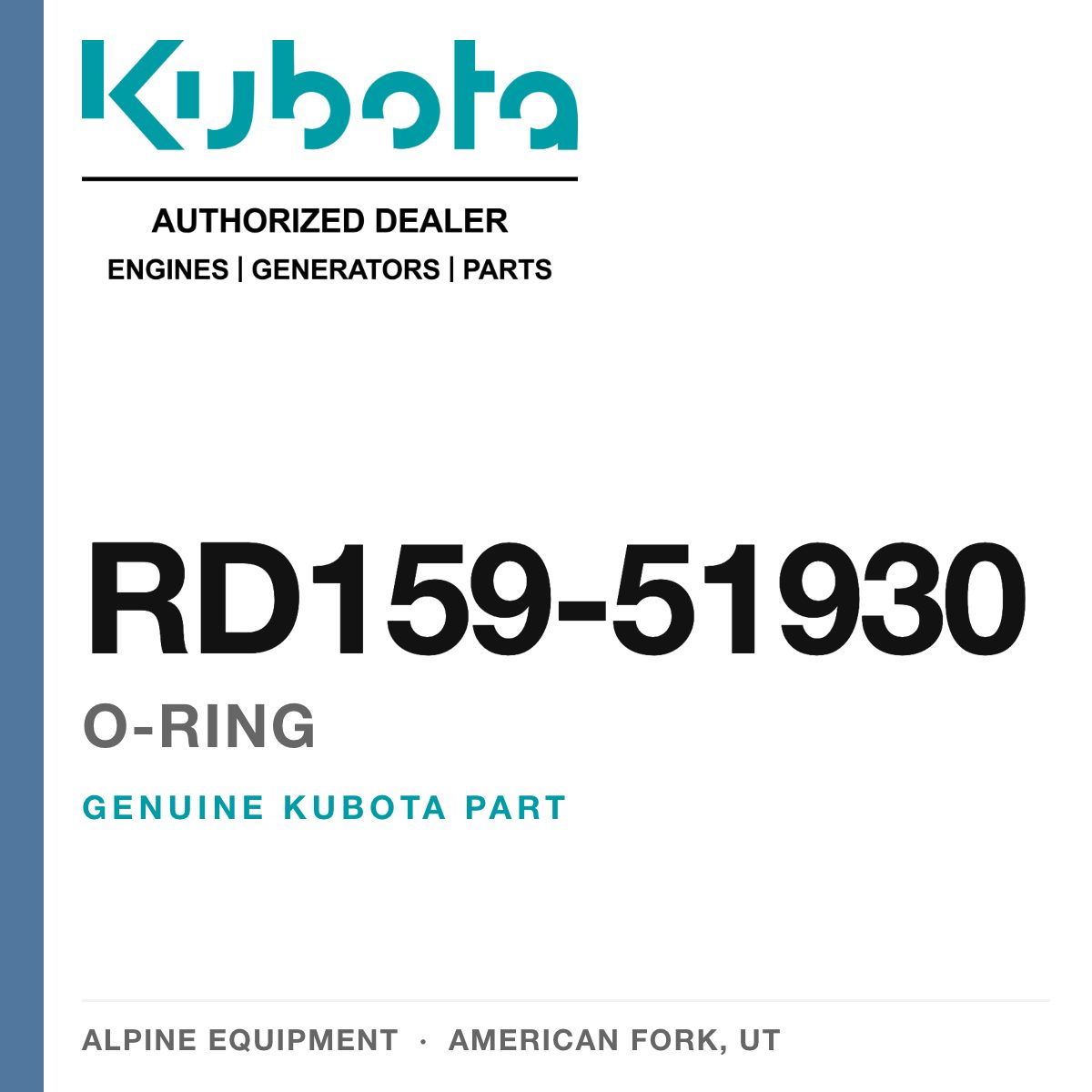 Genuine Kubota o-ring, part number RD159-51930 — Alpine Equipment