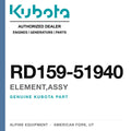 Genuine Kubota element,assy, part number RD159-51940 — Alpine Equipment