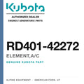 Genuine Kubota element,a/c, part number RD401-42272 — Alpine Equipment
