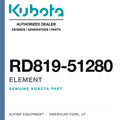 Genuine Kubota element, part number RD819-51280 — Alpine Equipment