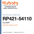 Genuine Kubota clamp, part number RP421-54110 — Alpine Equipment