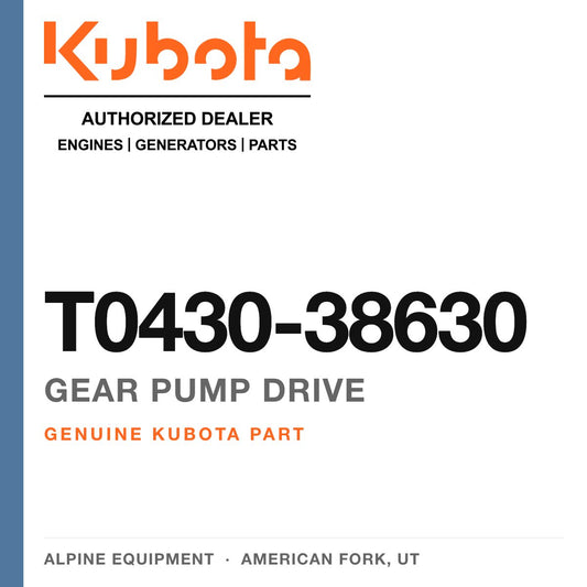 Genuine Kubota gear pump drive, part number T0430-38630 — Alpine Equipment