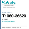 Genuine Kubota o ring, part number T1060-36620 — Alpine Equipment