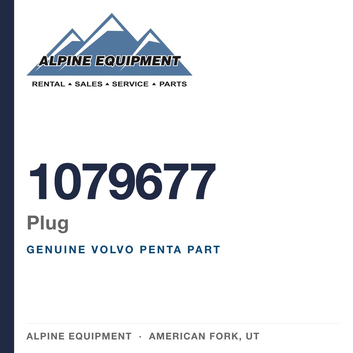 Volvo Penta 1079677 Plug — genuine part from Alpine Equipment, American Fork UT
