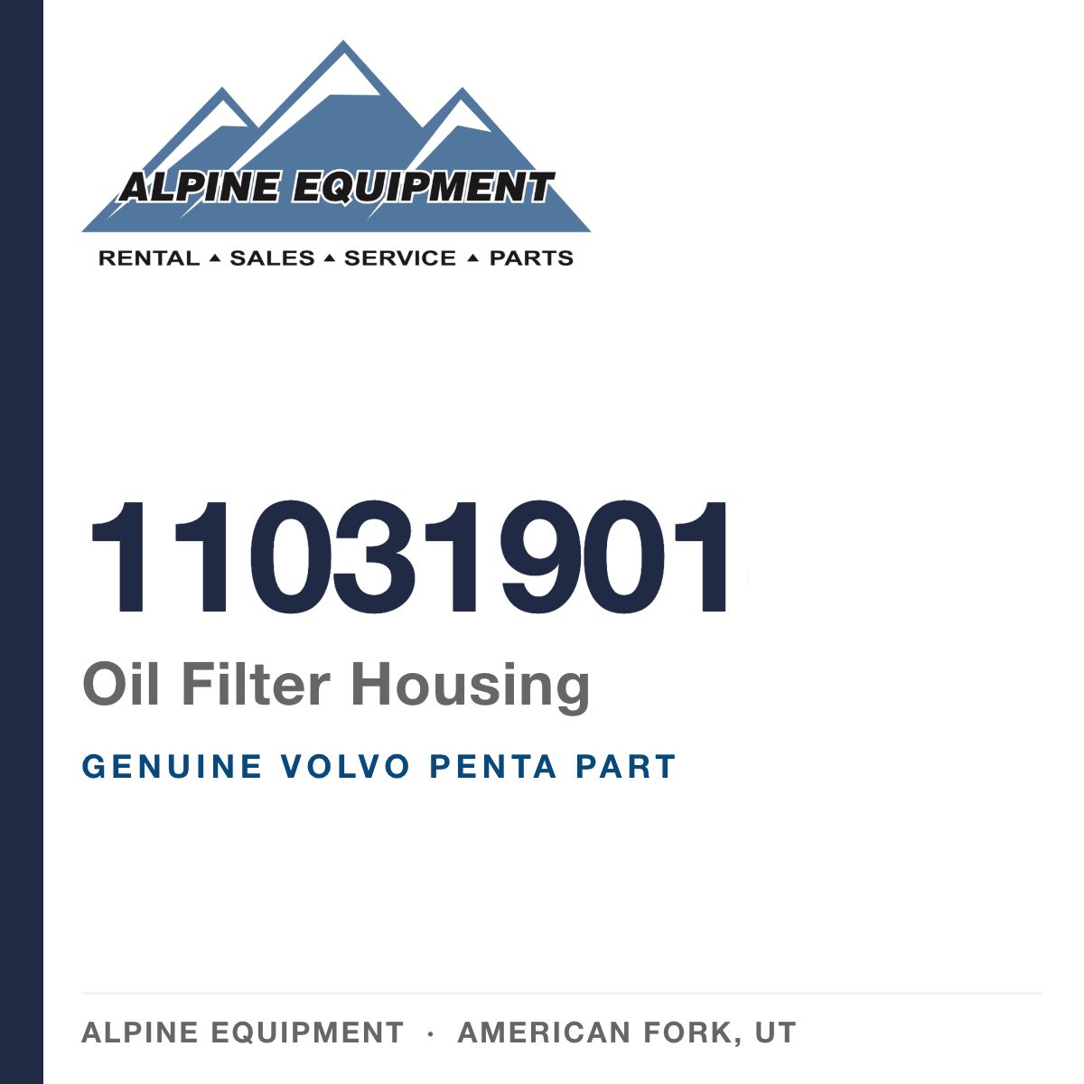 Volvo Penta 11031901 Oil Filter Housing — genuine part from Alpine Equipment, American Fork UT